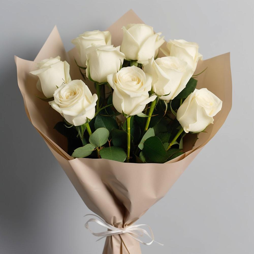 Букет 9 Белых роз Эдлесс Лав в Алхан-Кале