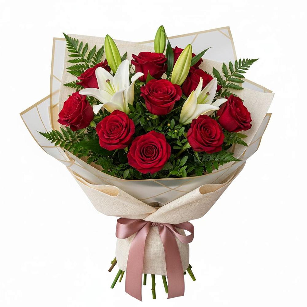 Букет цветов из: Лилии и Розы в Алхан-Кале