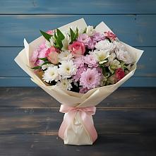 Букет цветов из:  Хризантемы, Альстромерии и Розы #REPLACE_PRED# Алхан-Кале