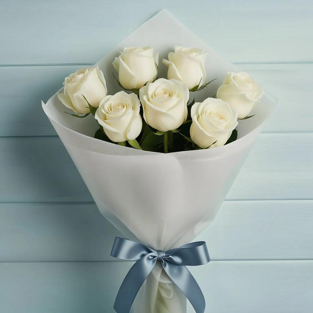 Букет 7 Белых роз Эдлесс Лав в Алхан-Кале